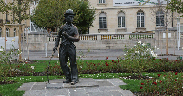 Charlie Chaplin Statue beim Musem in Vevey