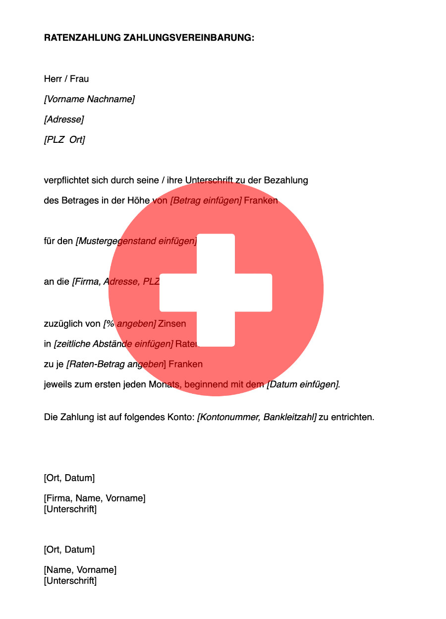 Ratenzahlung: Zahlungsvereinbarung Muster Vorlage Ratenzahlung Zahlungsvereinbarung Muster Vorlage
