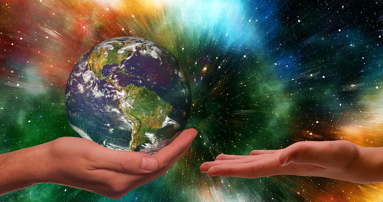 Klimaschutz Erde Hände Universum