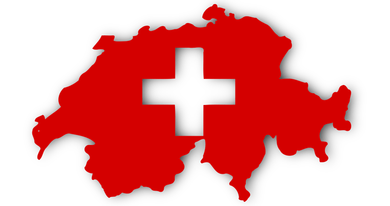 Schweiz rote Karte mit weissem Kreuz Land 