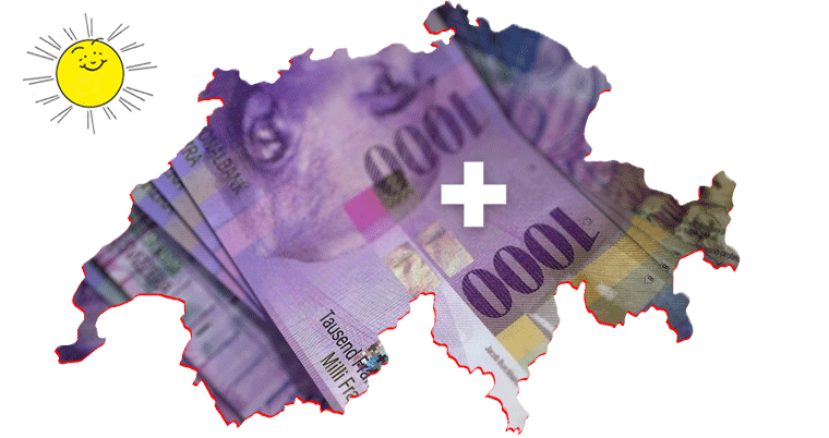 Schweiz Karte Geld Ausverkauf SVP Sonne
