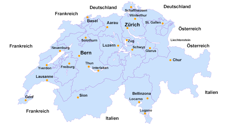 Schweiz Karte Städte