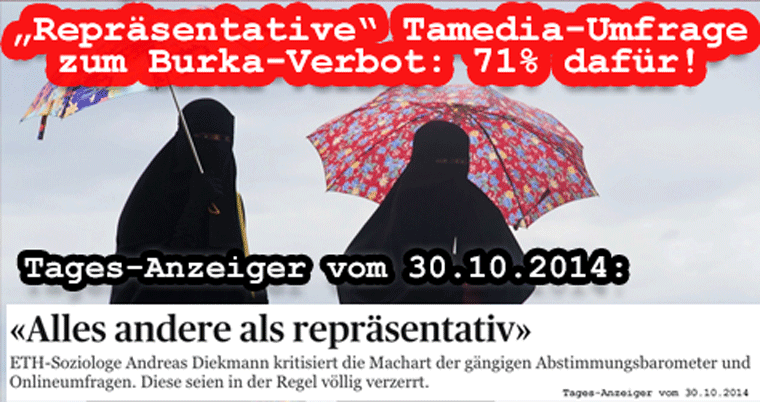 "Repräsentative" Tamedia-Umfrage zum Burka-Verbot in der Schweiz