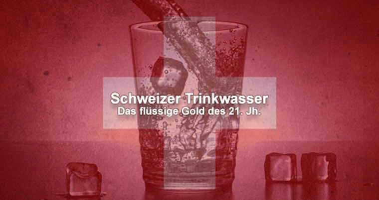 Glas Wasser Eiswürfel Schweizer Flagge