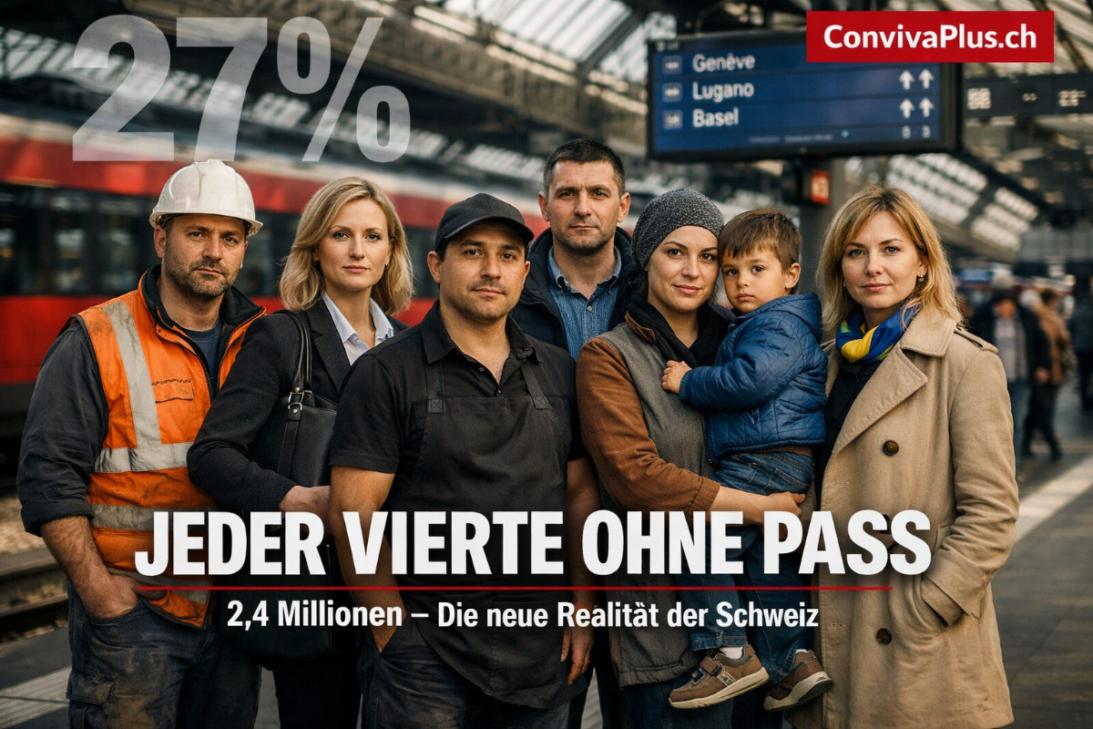 Ausländer in der Schweiz: 27% der Bevölkerung - 2,4 Millionen Menschen aus über 190 Nationen | Migration Statistik | ConvivaPlus.ch Diverse Gruppe von Menschen verschiedener Nationalitäten auf Schweizer Bahnsteig: Italiener, Deutsche, Portugiesen, Franzosen und weitere - repräsentiert die 2,4 Millionen Ausländer die 27 Prozent der Schweizer Bevölkerung ausmachen. Authentische Szene am Bahnhof mit SBB-Zug im Hintergrund.