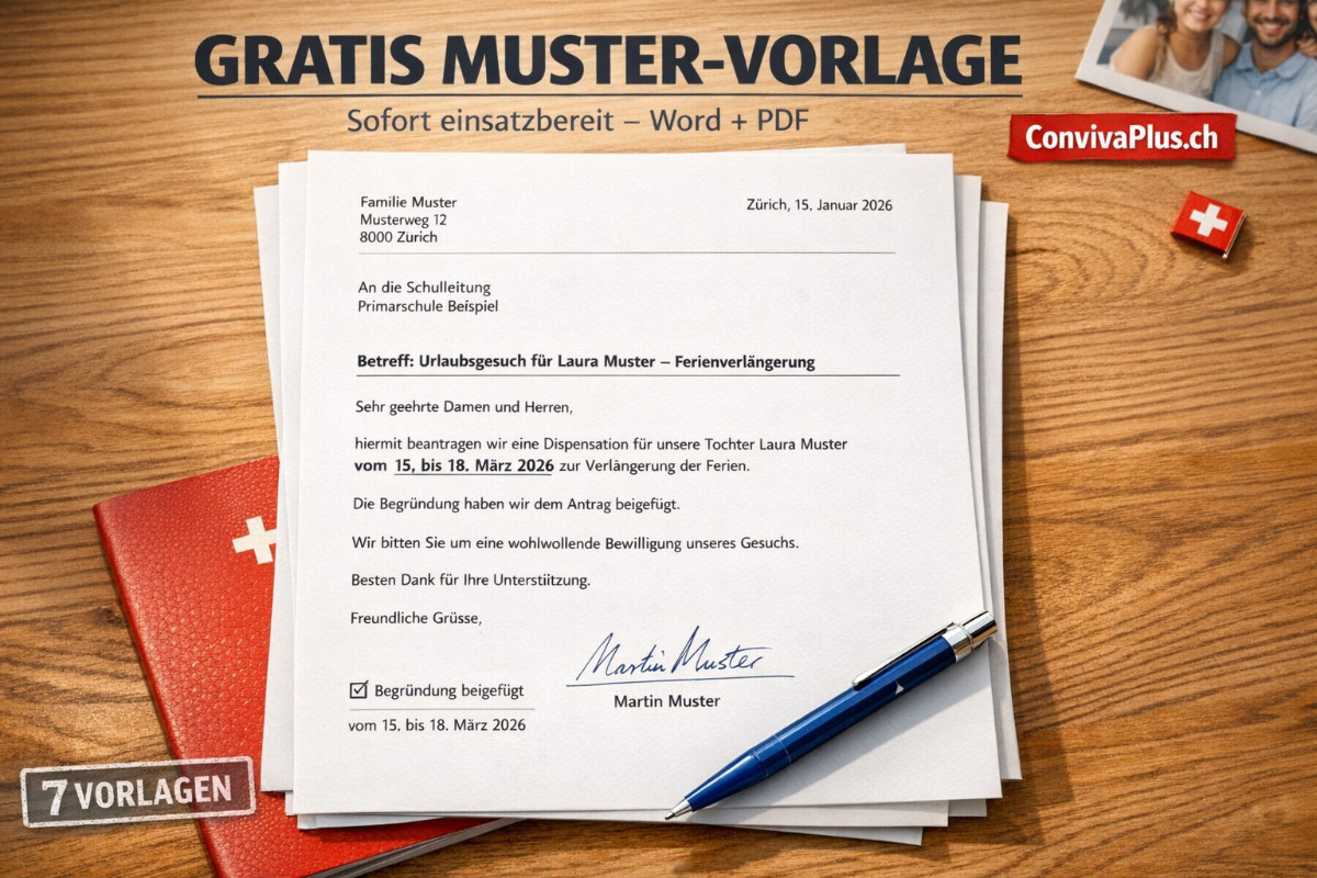 Feriengesuch Vorlage Schweiz - Gratis Word und PDF Download