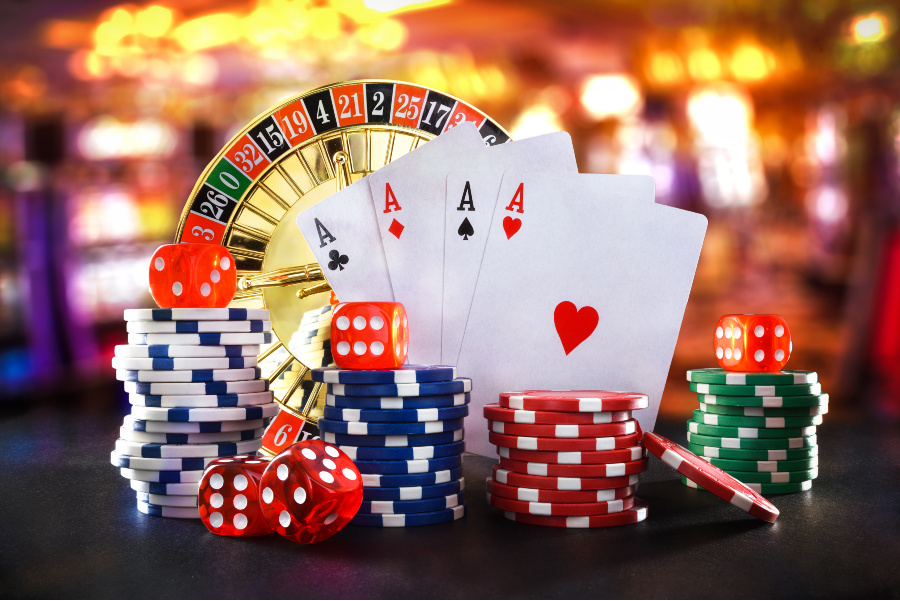 Casino Spiele Karten Chips Würfel Roulette