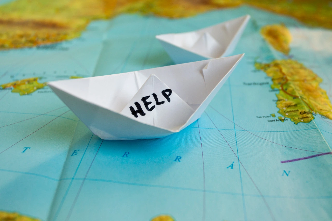 Fl&uuml;chtlinge Schiff Mehr Flucht Route