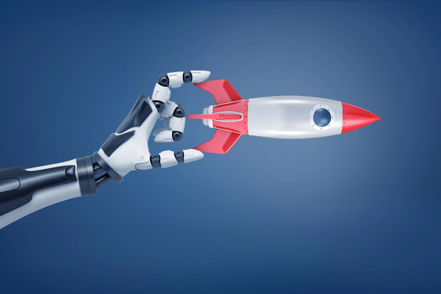 Roboter Hand Arm Rakete