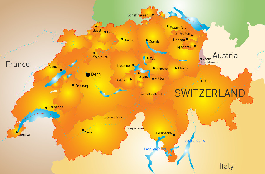 Schweiz Karte und alle Städte
