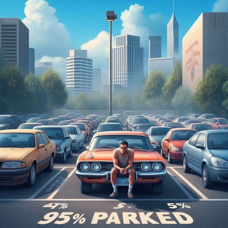 Autos Parkplatz Stillstand 95% ungenutzt parkieren