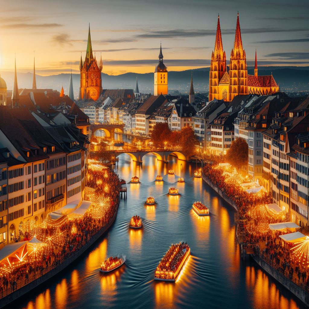 Basel-Stadt Sonntagsverkauf Altstadt Rhein Schiffe Nacht