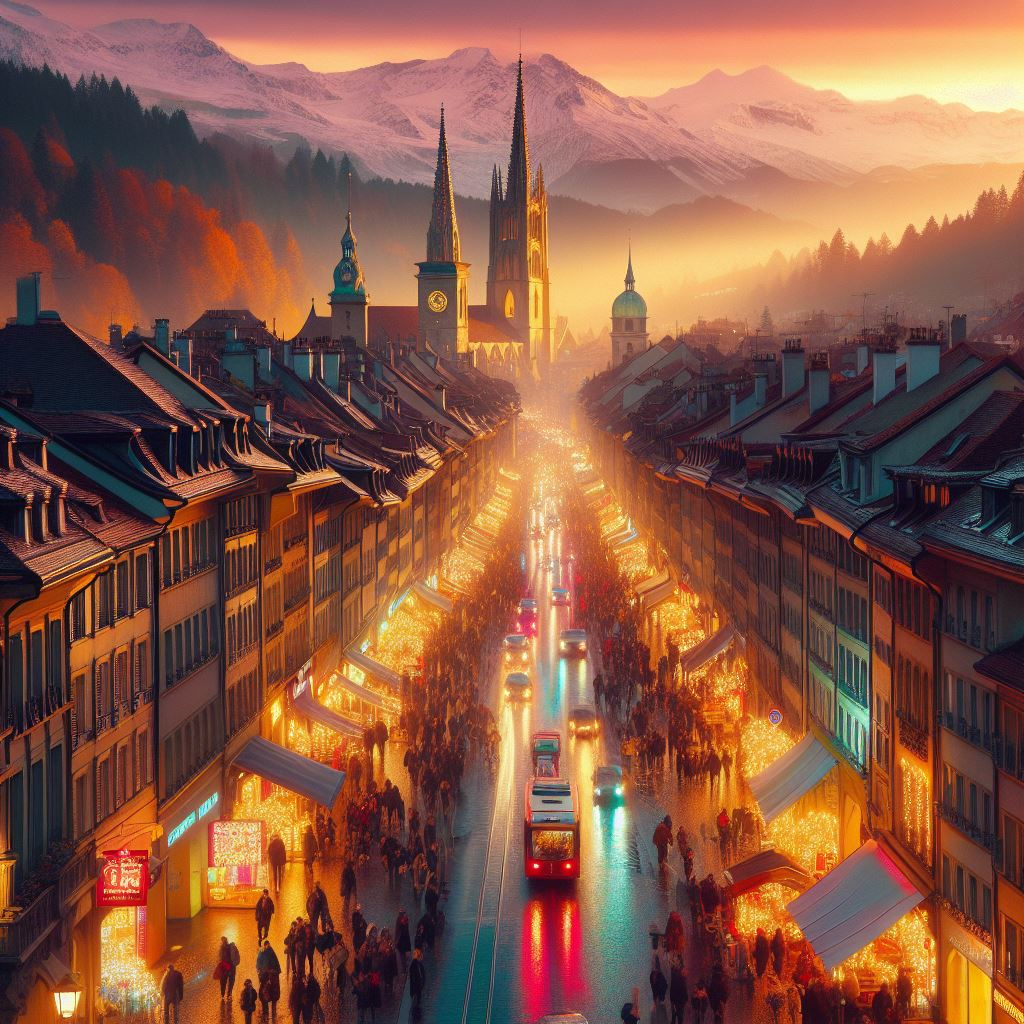 Sonntagsverkauf in Bern Bern Stadt Altstadt Einkaufsstrasse Shopping Geschäfte Abend