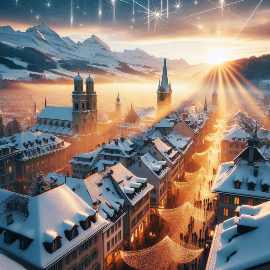 Luzern City Stadt Altstadt Sonne Winter Schnee