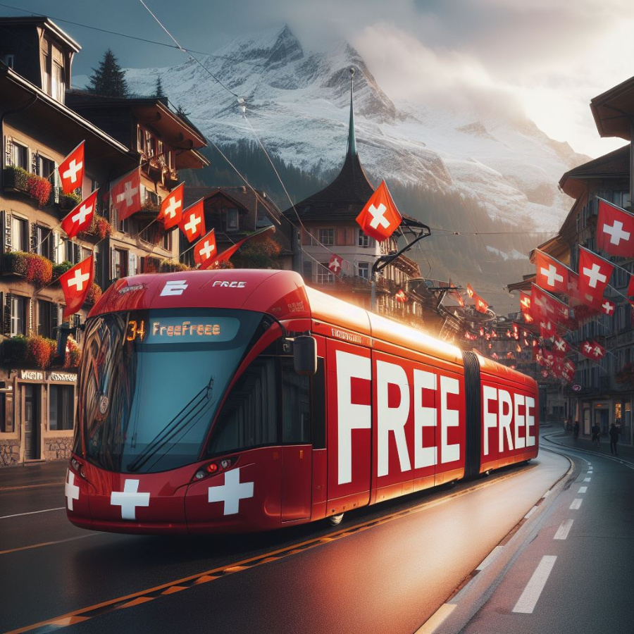 Tram gratis &Ouml;V Schweizer Stadt