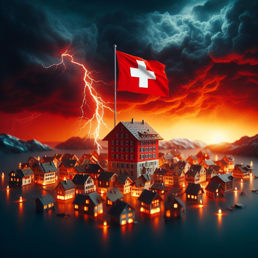 Alarmierende Bevölkerungsprognosen: Kann nur Migration das Land retten? Schweiz Land Städte Flagge Blitz Donner Sturm Wolken