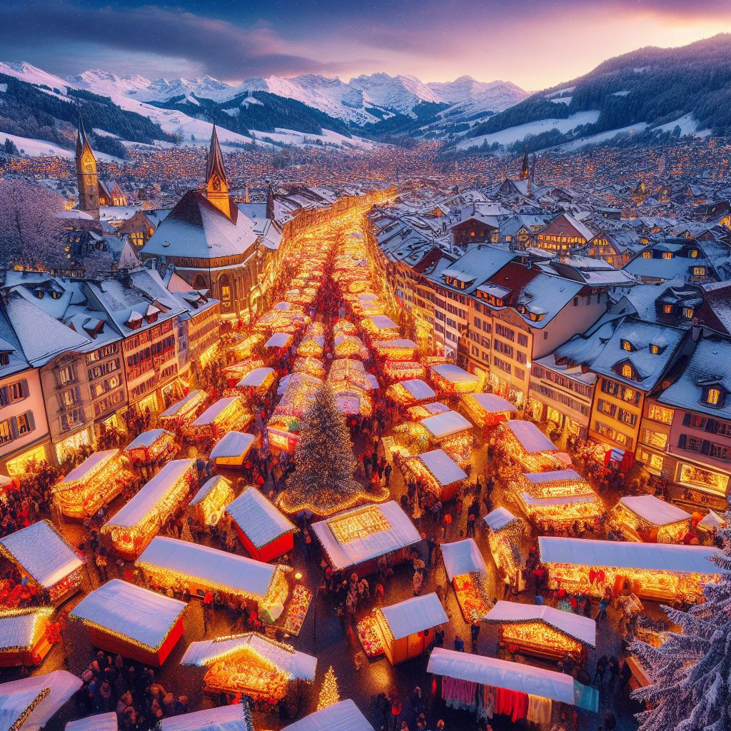 Weihnachtsmarkt St. Gallen Stadt Berge