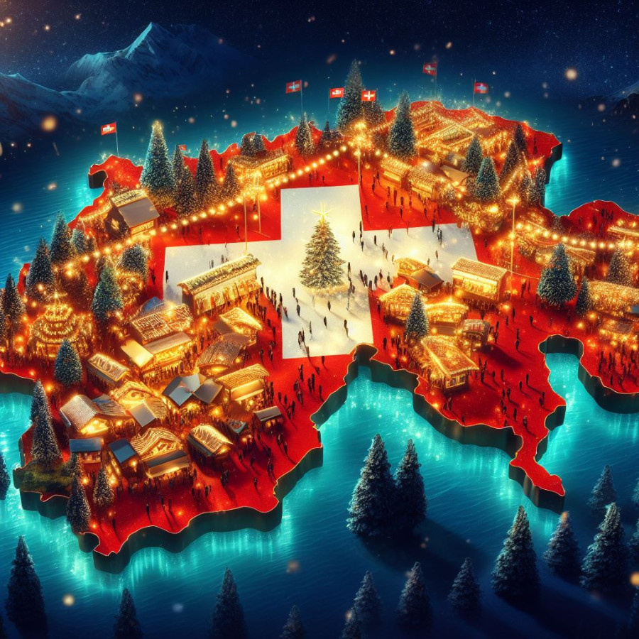 Weihnachtsm&auml;rkte Schweiz Karte Schweizer Flagge