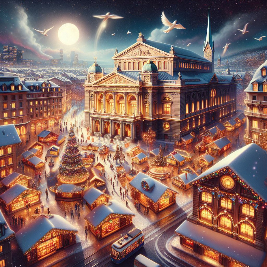 Weihnachtsmarkt Bellevue Zürich auf dem Sechseläutenplatz