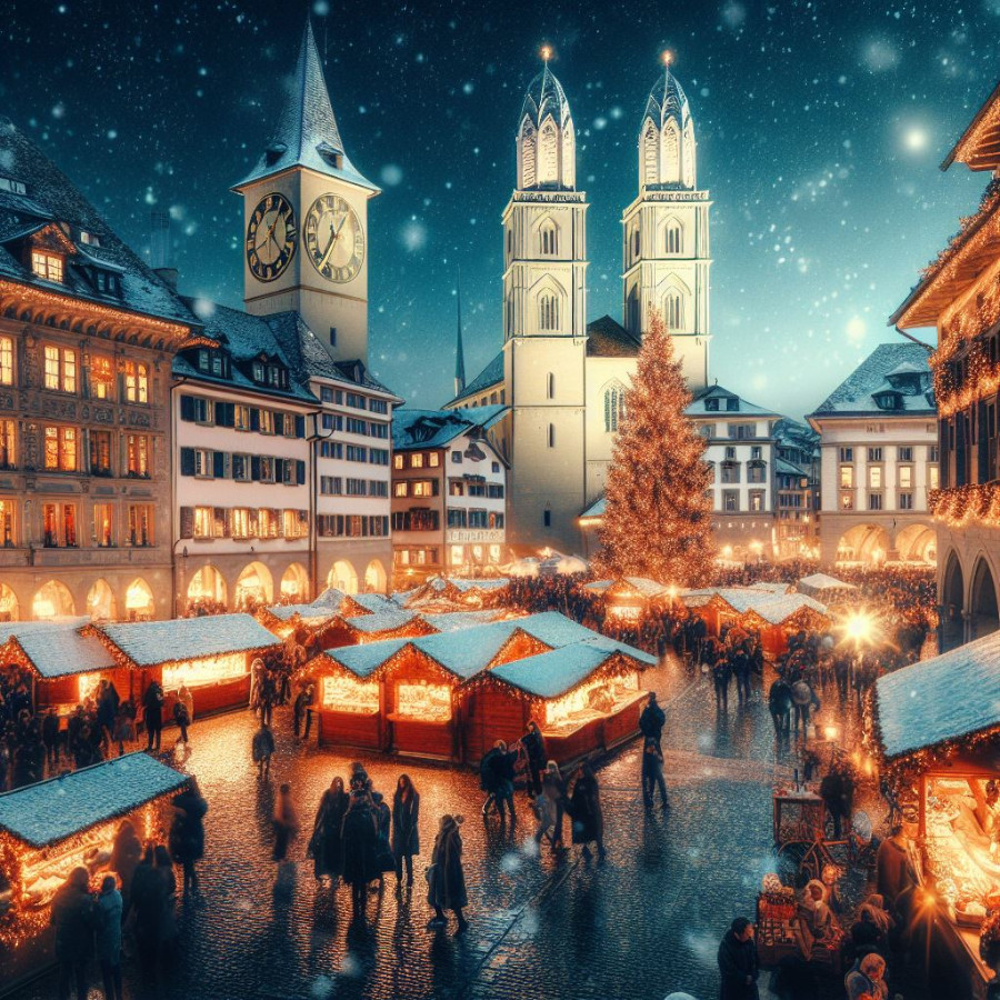 Mega-Weihnachtsmarkt auf dem Münsterhof von Zürich Weihnachtsmarkt Münsterhof Zürich