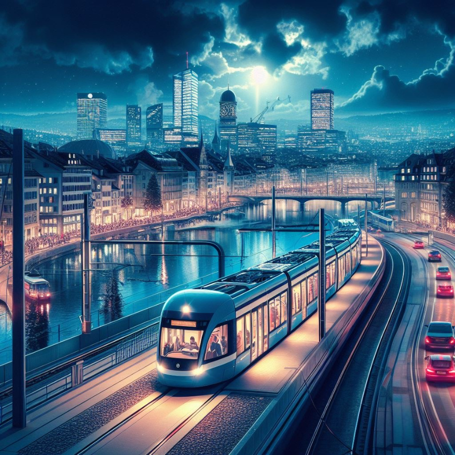 Die Geburt einer 24-Stunden-Stadt: Nacht-ÖV in Zürich Zürich ÖV Skyline by Night Tram Bus Nachtleben