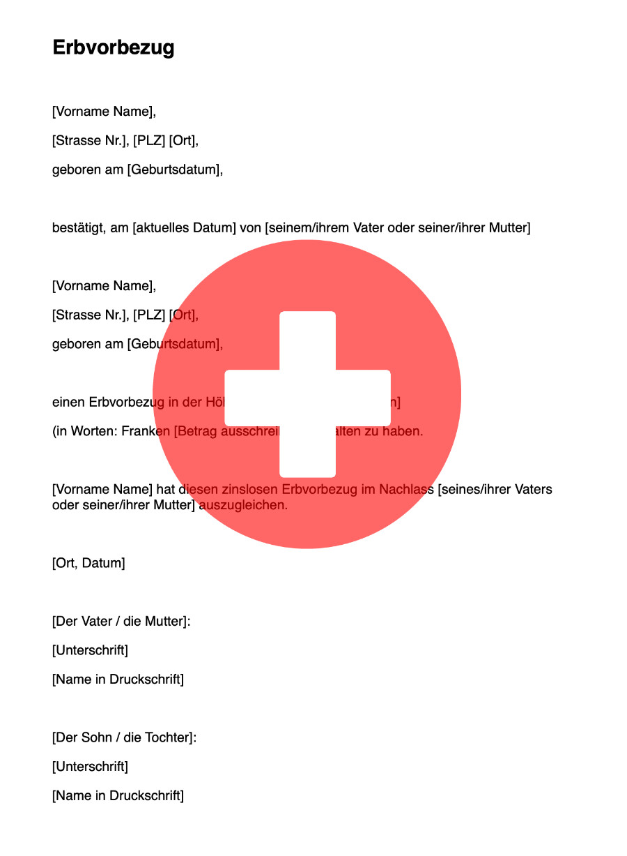Erbvorbezug Muster Vorlage Erbvorbezug Muster Vorlage