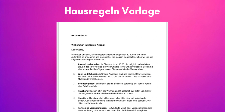 Hausregeln Airbnb Hausordnung Muster Vorlage Ferienwohnung