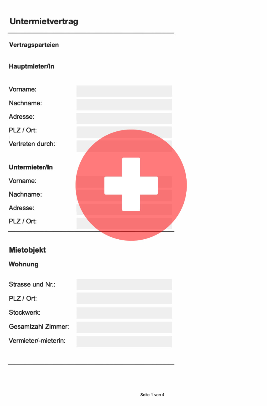 Untermietvertrag Muster Vorlage zum Ausfüllen als PDF und Word Untermietvertrag Muster Vorlage zum Ausfüllen als PDF und Word