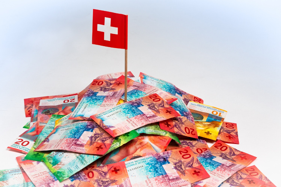 Geld Banknoten Schweizer Franken Flagge Noten
