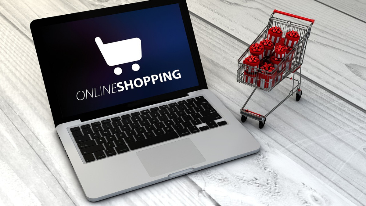 Shopping online Laptop Einkaufswagen Warenkorb