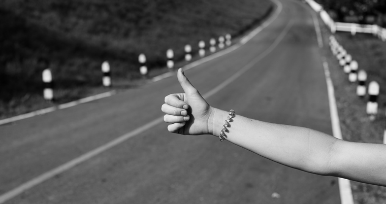 Autostopp Daumen Hand Strasse