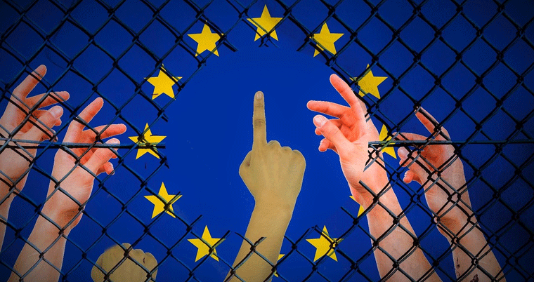 EU Europa Flüchtlinge Zaun Hände