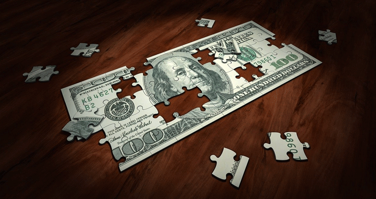 Geld Dollar Cash Finanzierung Puzzle Banknote
