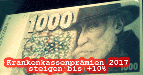 Krankenkassenprämien 2017 steigen +10% in der Schweiz