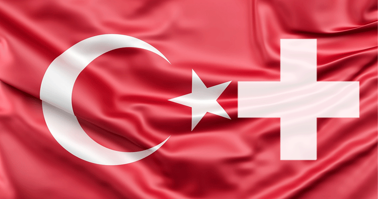 Türkei Halbmond Schweizer Kreuz Flagge