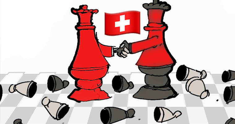 Wer regiert die Schweiz? Schweiz Schach Politik Handschlag