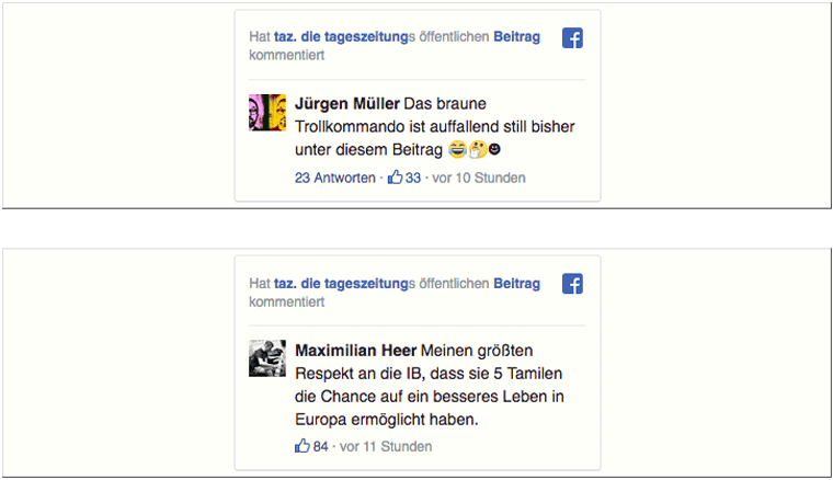 Identitäre Bewegung auf Facebook