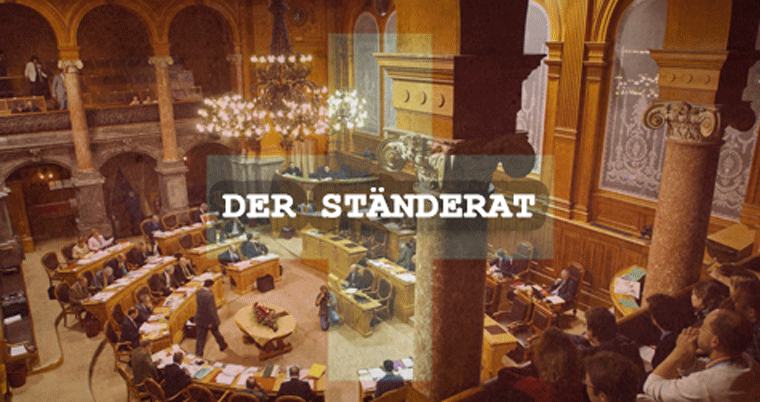 Ständerat-Saal im Bundeshaus in Bern (kleine Kammer)