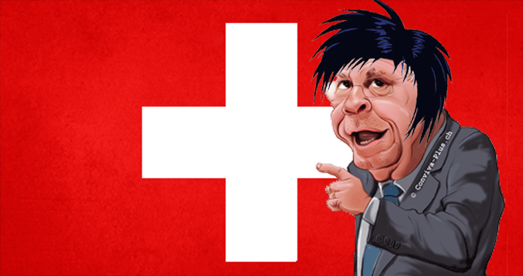 Die Blochers im Bundesrat mit Schweizer Flagge