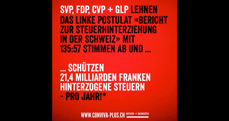 SVP FDP CVP GLP decken Steuerhinterziehung