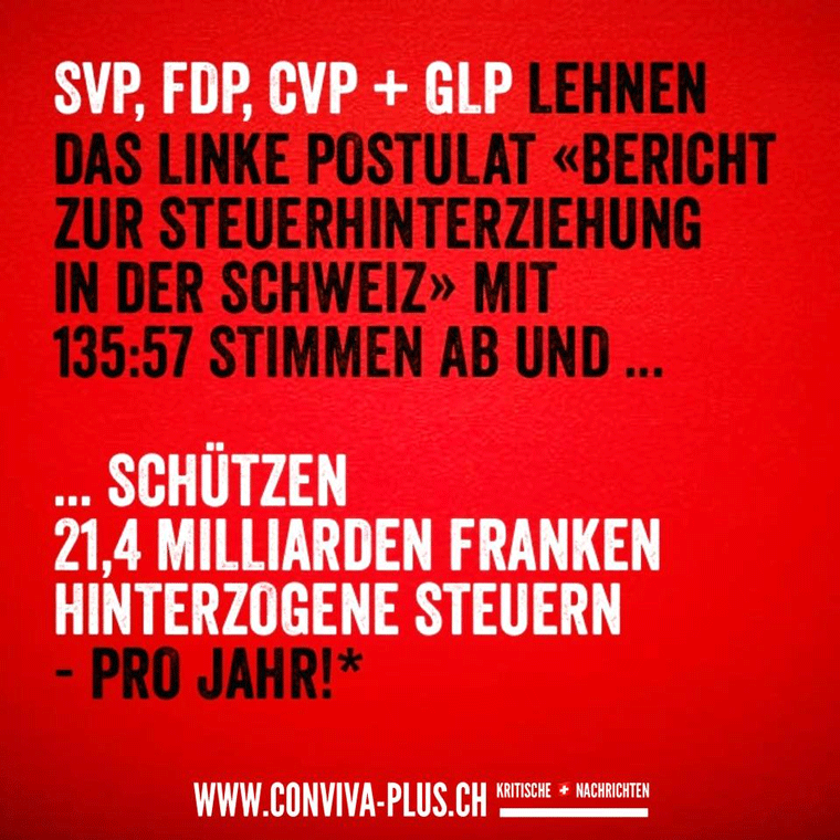 SVP FDP CVP GLP Steuerhinterziehung Schweiz Parteien
