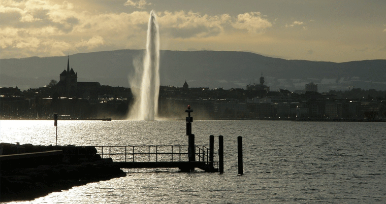 Genf Stadt See Wasserfontäne