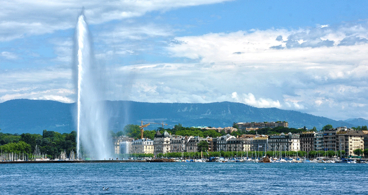 Stadt Genf Jet d'eau Genfersee