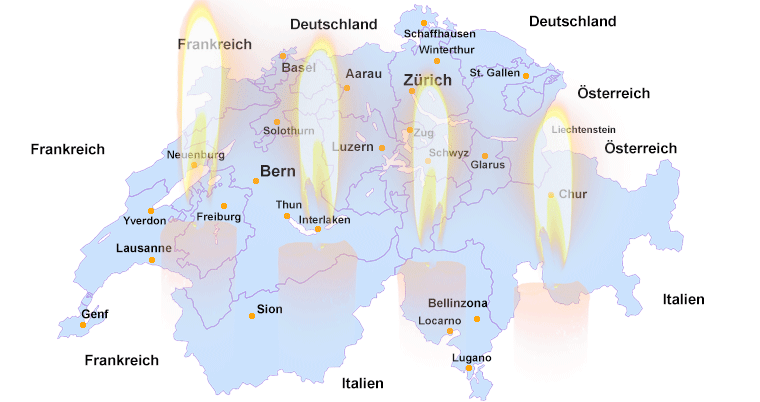 Kerzenziehen Schweiz Karte Land Städte