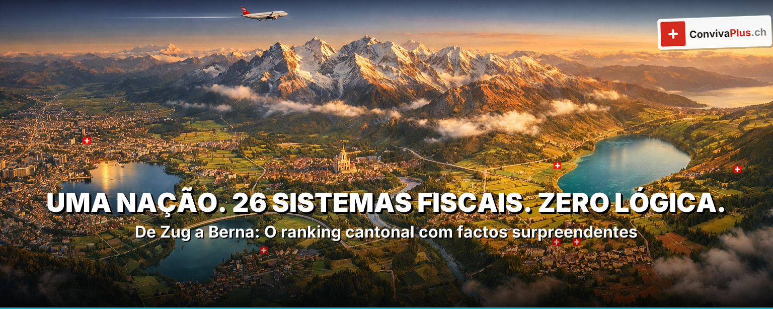 26 cantões suíços: mapa estilizado, canivete suíço, atlas com brasões, Matterhorn, urso de Berna