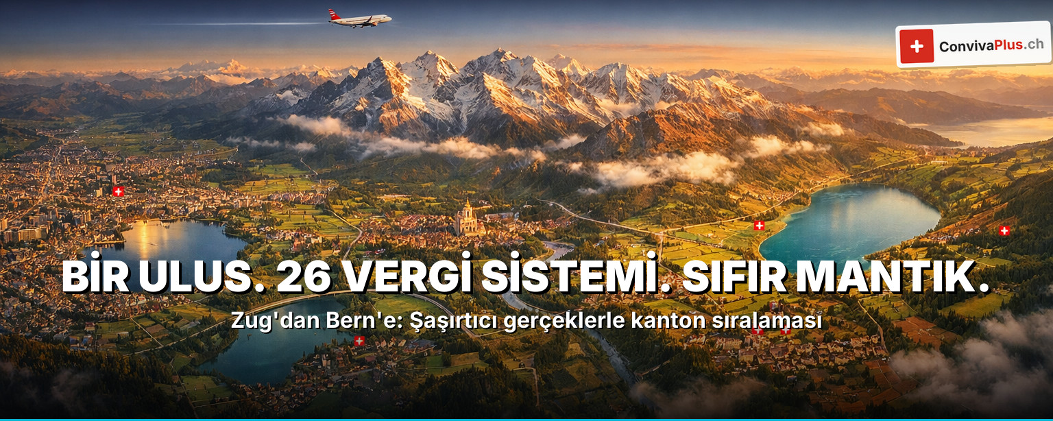 İsviçre'nin 26 kantonu: stilize harita, İsviçre çakısı, armalarla atlas, Matterhorn, Bern ayısı