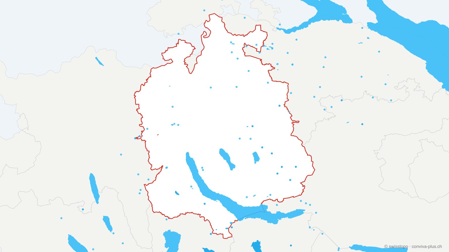 Map: the lakes of Zurich, coloured by elevation (darker = higher)
