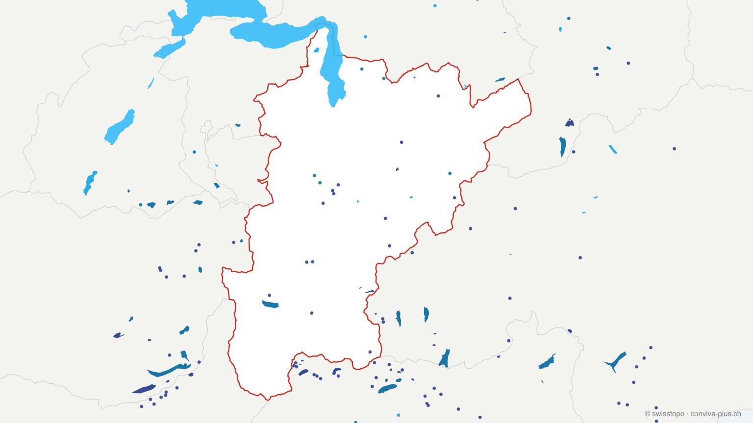 Karte: alle Seen im Kanton Uri, eingefärbt nach Höhenlage (dunkler = höher)
