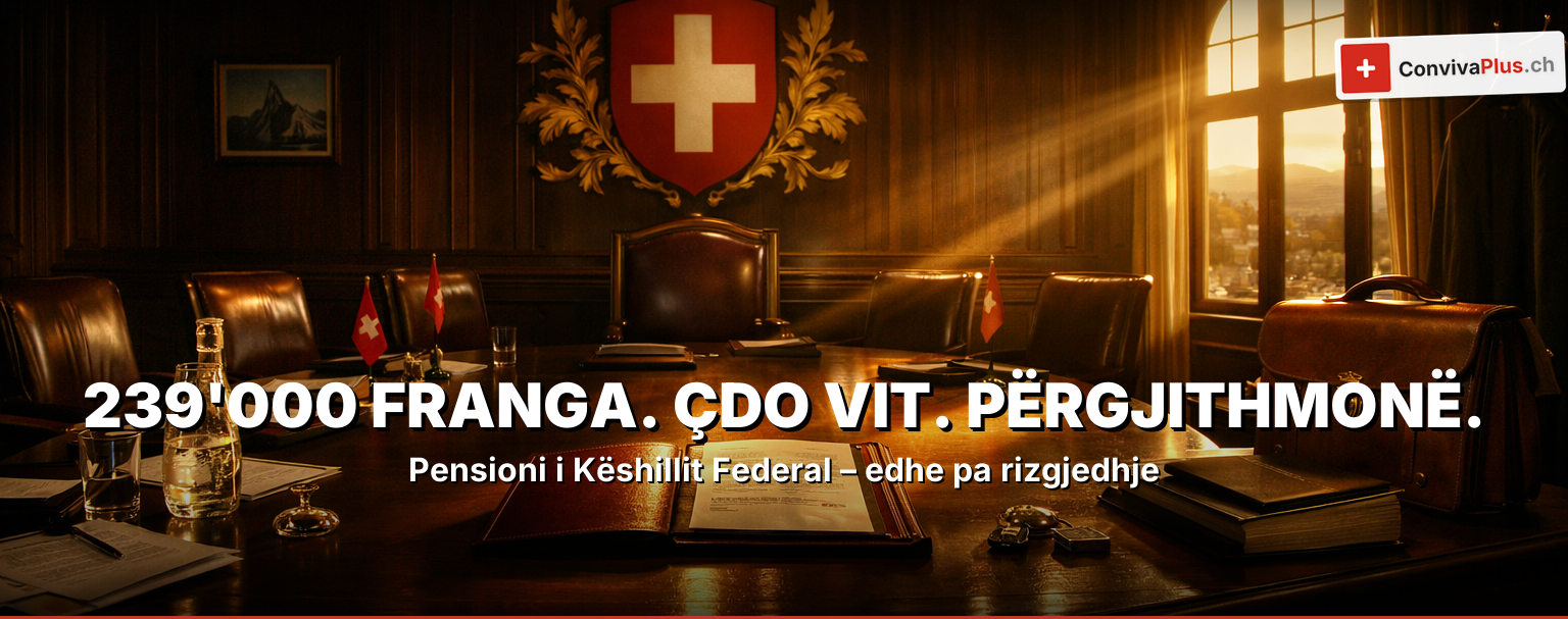 Pallati Federal në Bernë në perëndim dielli me bankënota frangash zvicerane – Paga e Këshillit Federal CHF 478'000 në vit