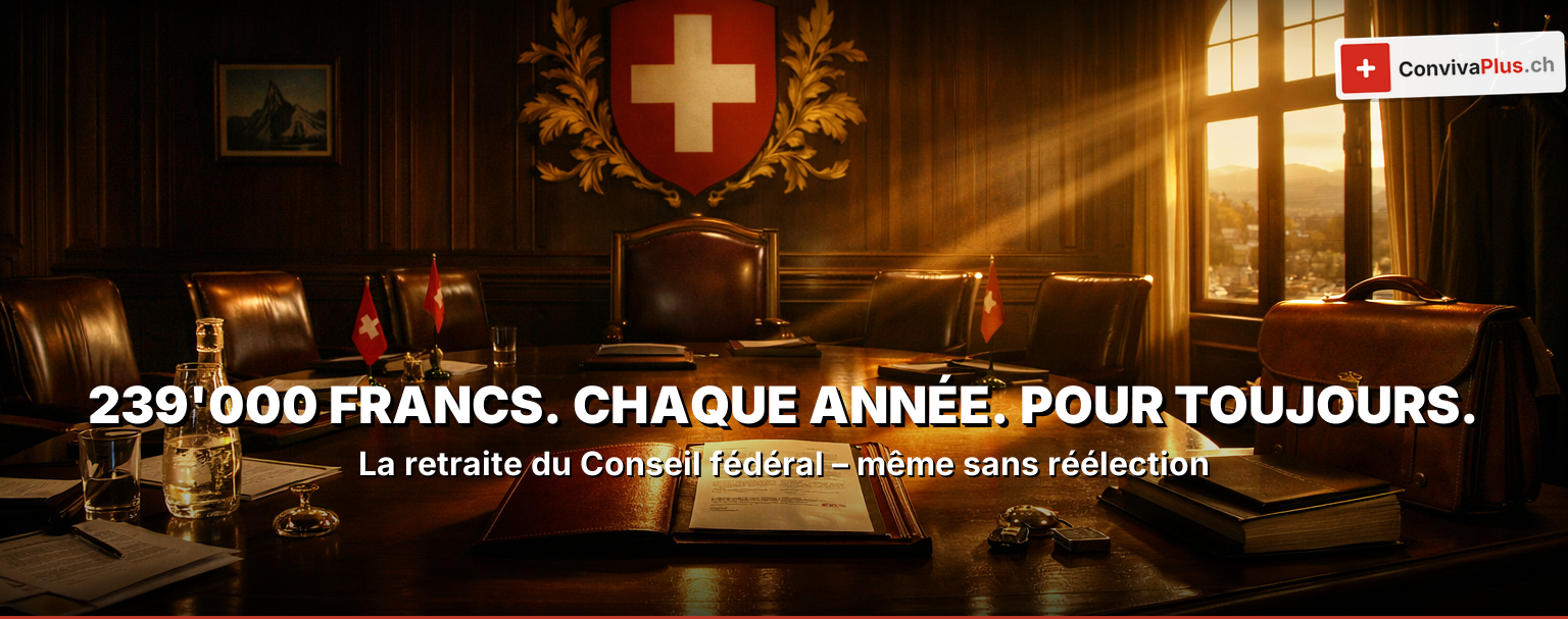 Palais fédéral à Berne au coucher du soleil avec billets de francs suisses – Salaire du Conseil fédéral CHF 478'000 par an : salaire, retraite et privilèges du gouvernement suisse
